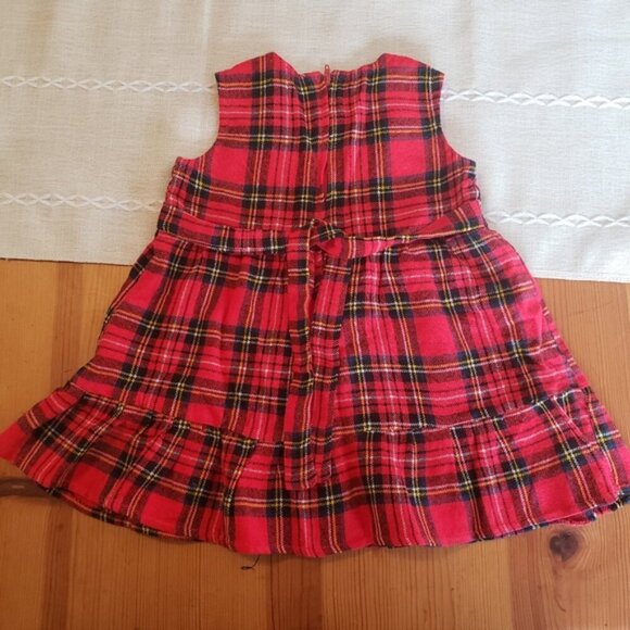 Baby Girl Vintage Red Plaid Dress Holiday 80s 70s Cottagecore Boho Christmas - Picture 3 of 9